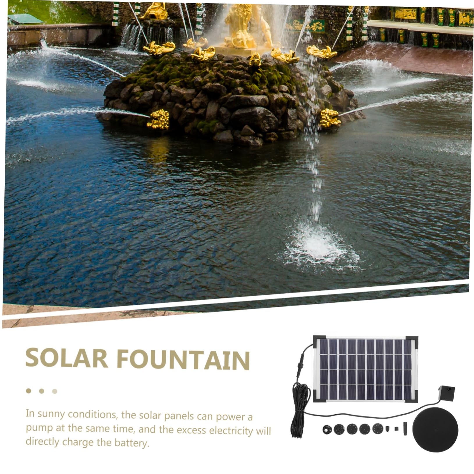 Yardwe Pompe Automatique - Pompe À Eau Avec 6 Arroseurs Pour Bassin De Jardin Alimentée Par Énergie Solaire Sans Électricité