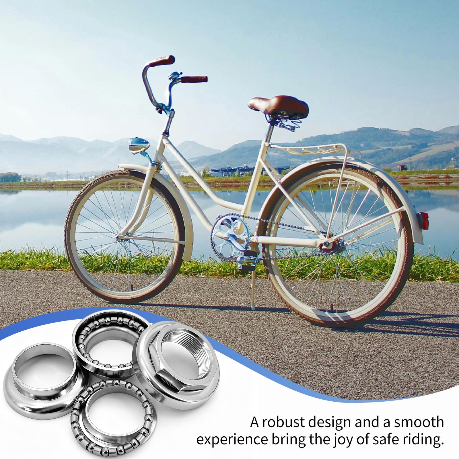 Serie sterzo per Forcella Bici – Set Gioco di sterzo Bici con Cappuccio filettato e Cuscinetti a Sfere, Ricambio per citybike/MTB/Bici retrò, Ideale per sostituire Serie Bici sterzo usurate