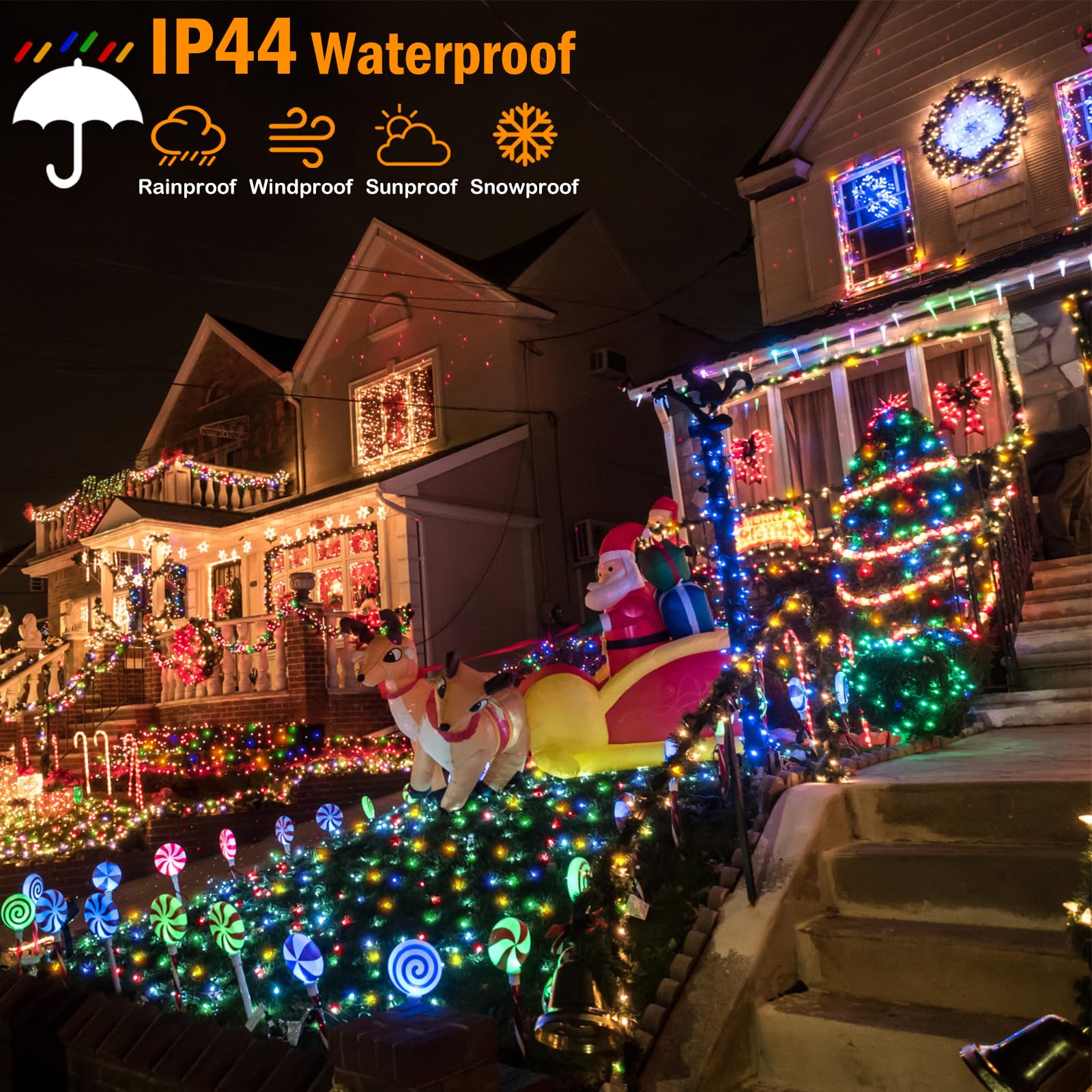FLVOECN 120 m, 1200 LED per esterni, illuminazione natalizia per esterni, con telecomando, 12 modalità, timer, ghirlanda di Natale con illuminazione per feste, matrimoni, Pasqua, giardino, balcone