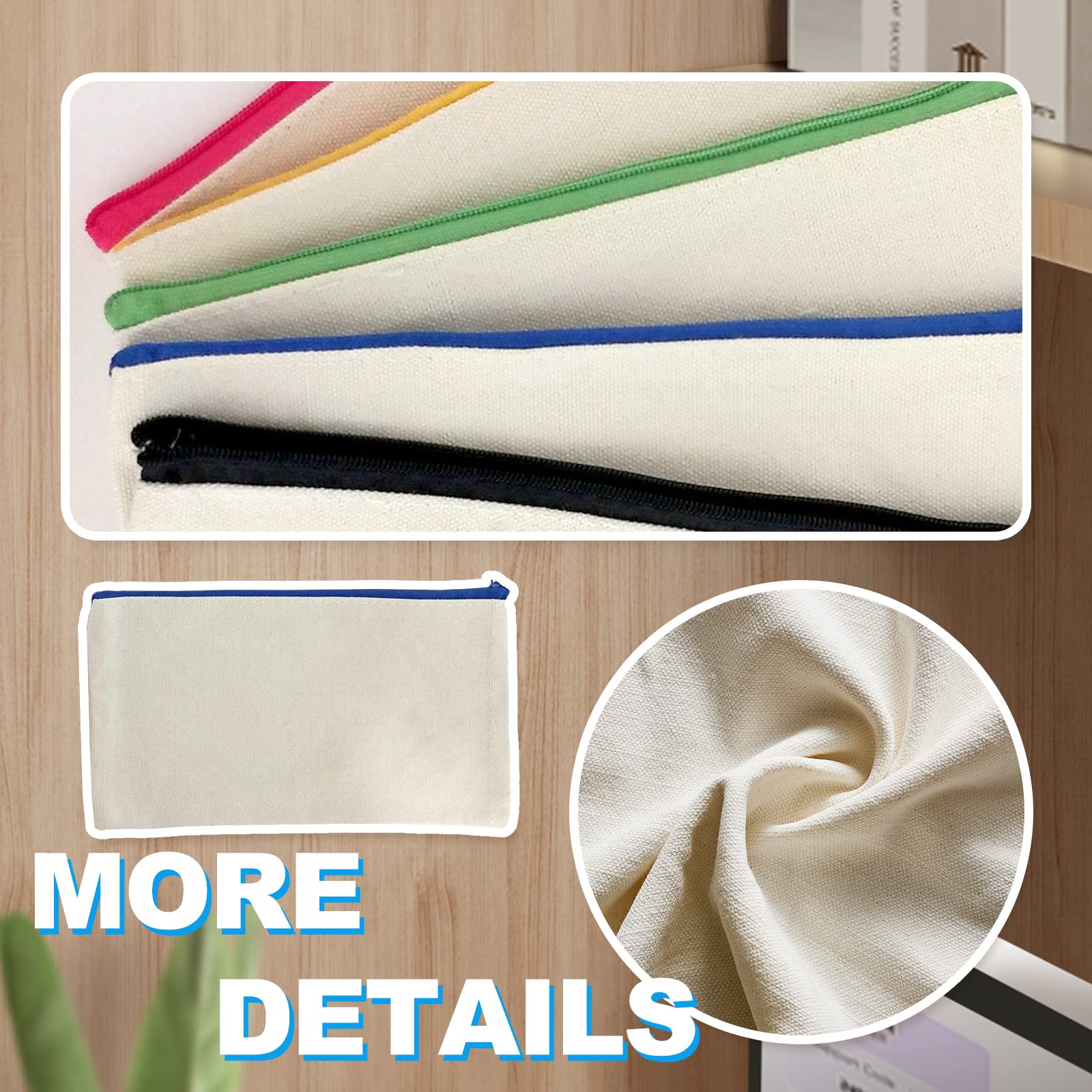 10PCS borse con cerniera in tela astuccio per mate borse per il trucco astuccio per mate in tela bianca borsa per cosmetici per la scuola di artigianato fai da te da viaggio