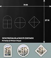Vista 5 de Cortinas opacas para dormitorio, cortinas opacas, cubierta de ventana 100% opaca (79 x 57 pulgadas), cortinas de oscurecimiento de habitación