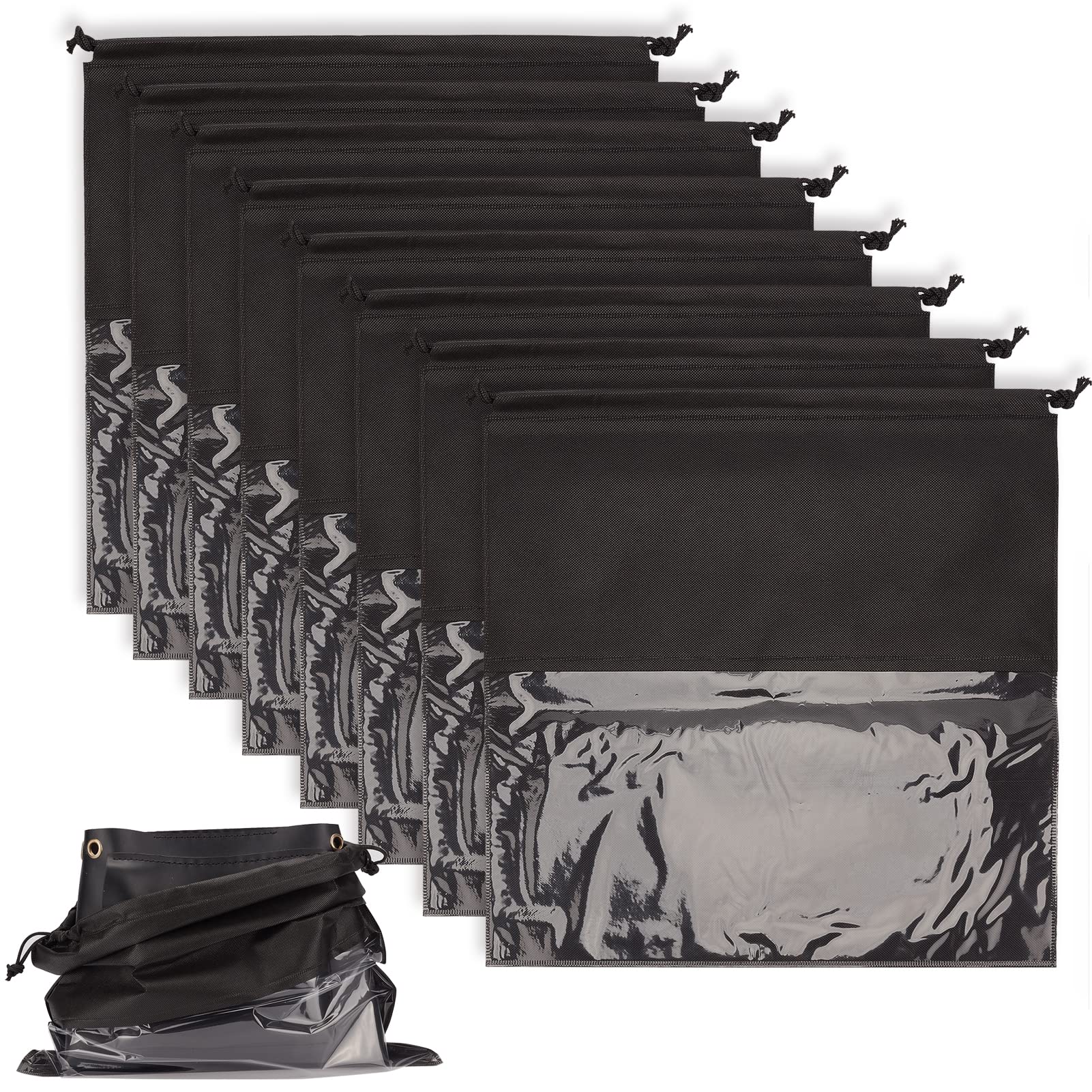 8 Pcs Black Dust Cover Storage Bags, Breathable Non-woven Fabric Large Cloth Storage Pouch Drawstring Bag Travel Storage Pouch String Bag for Handbags Purses Shoes Boots