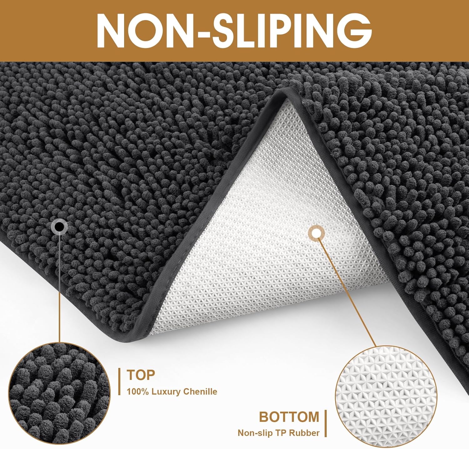 2 Pieces Muddy Door Mats for Dogs, 30" X 20" Chenille Absorbent Doormat, Trap Dirt Non Slip Heavy Indoor Doormat Soft Dog Bed Mat Front Inside Door Mat for Indoor Outdoor Entrance,Dark Grey