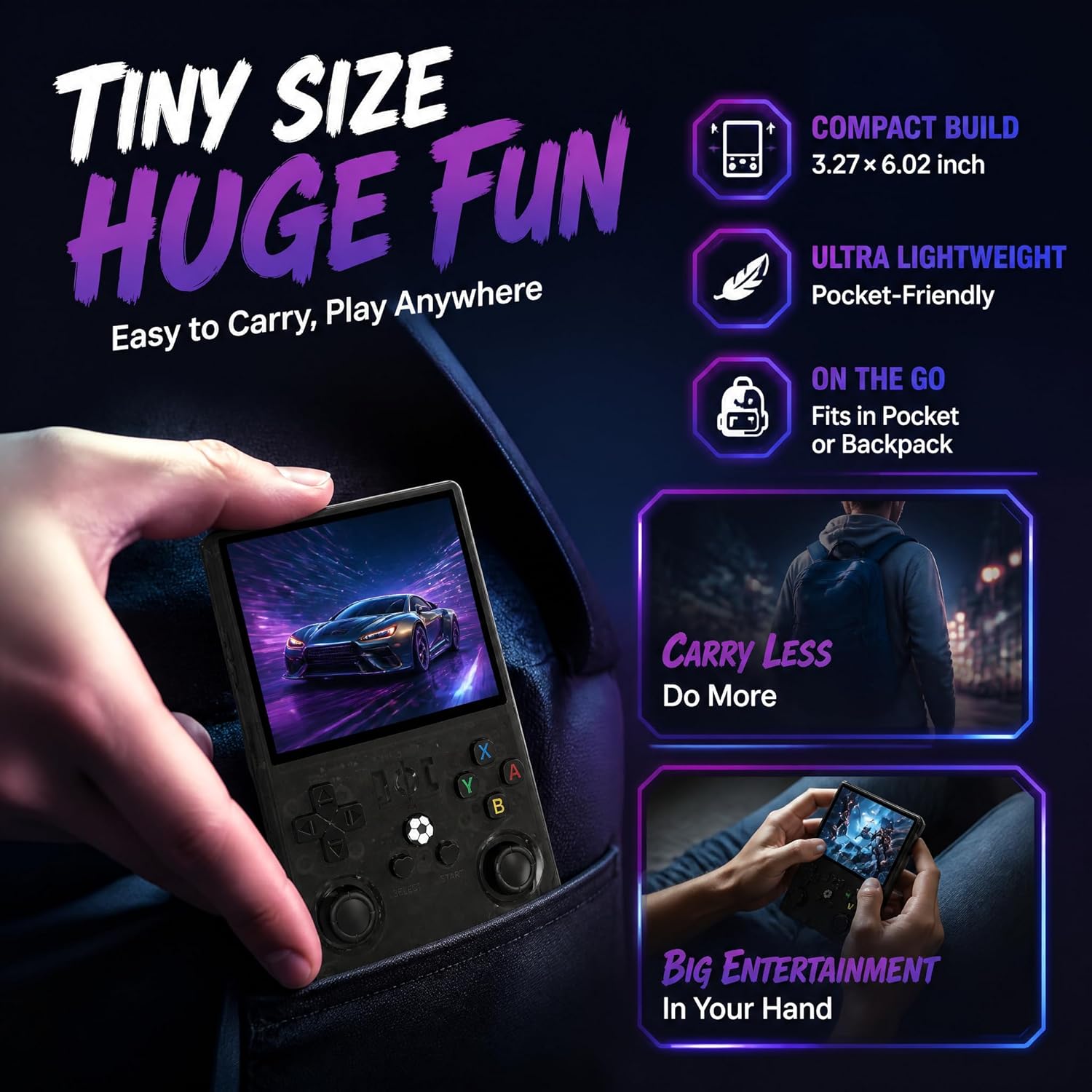 R36s Max Retro Handheld Game Console with 4.0" IPS HD Screen, Portable Video Retro Gaming Console with 30 Emulators and 18000+ Games, 64GB TF Card & 4000mAh Battery, Linux Gaming System