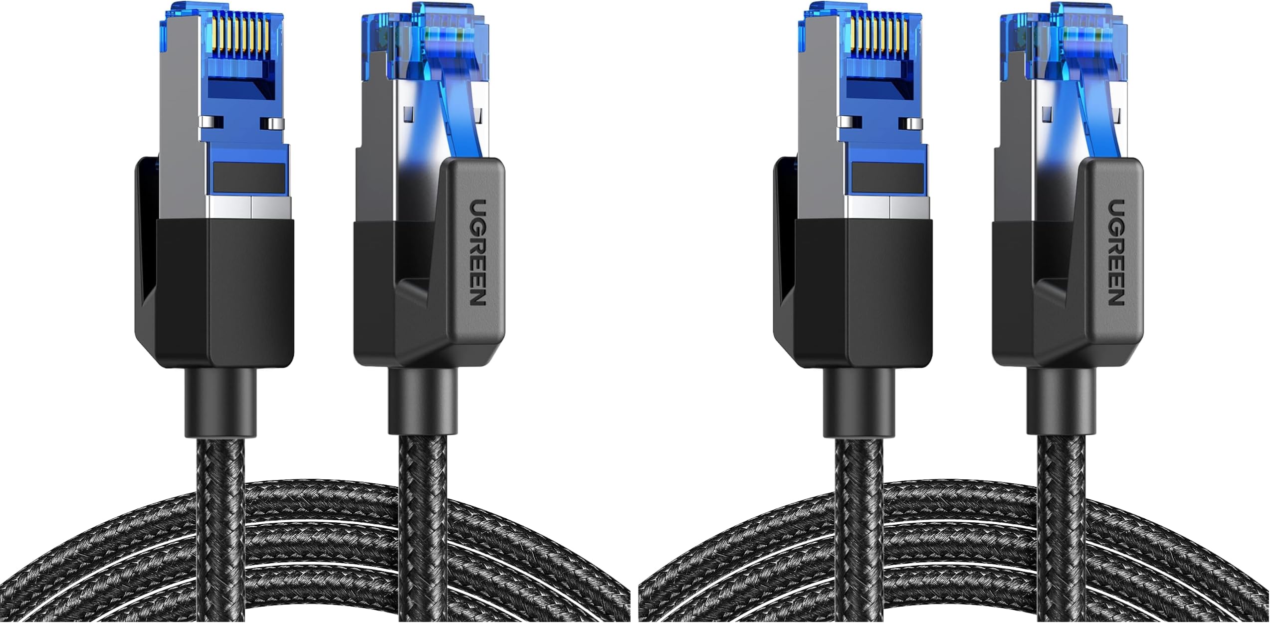 UGREEN Cat 8 Ethernet Cable 6FT, High Speed Braided 40Gbps 2000Mhz Network Cord Cat8 RJ45 Shielded Indoor Heavy Duty LAN Cables Compatible with Gaming PC PS5 PS4 PS3 Xbox Modem Router 6FT (Pack of 2)
