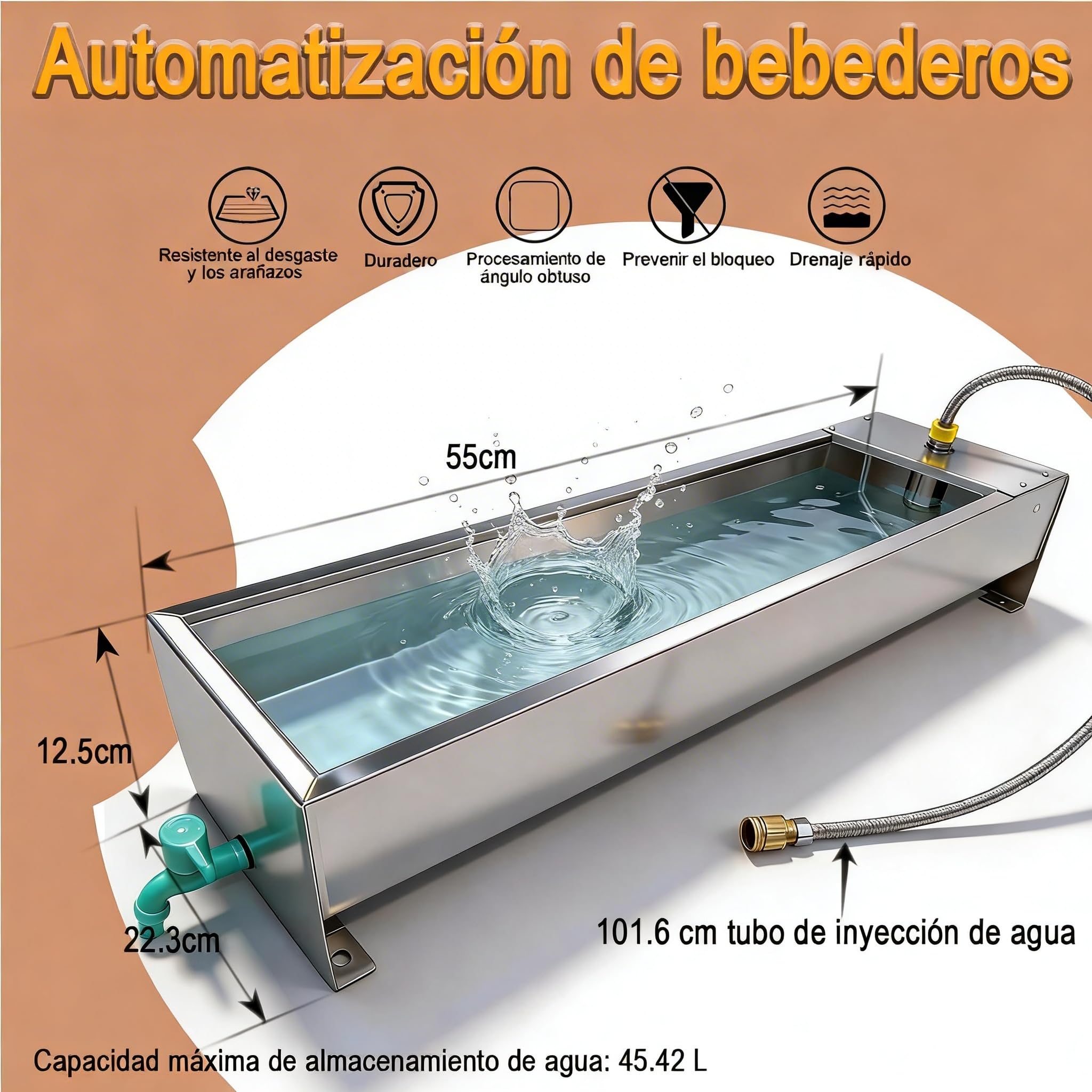 Bebederos automáticos de ganado, bebederos de caballos con válvula flotante de 1/2 pulgada, bebederos de cabra para ganado, caballos, ovejas, perros y kits de bebederos de pájaros de gran capacidad