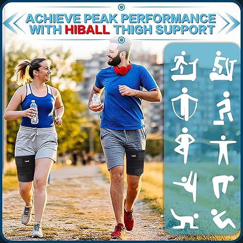 Miniatura 7 de Hiball Soporte ajustable para muslo, envoltura de compresión de isquiotibiales, manga de compresión de muslo, soporte de pierna cuádruple y superior