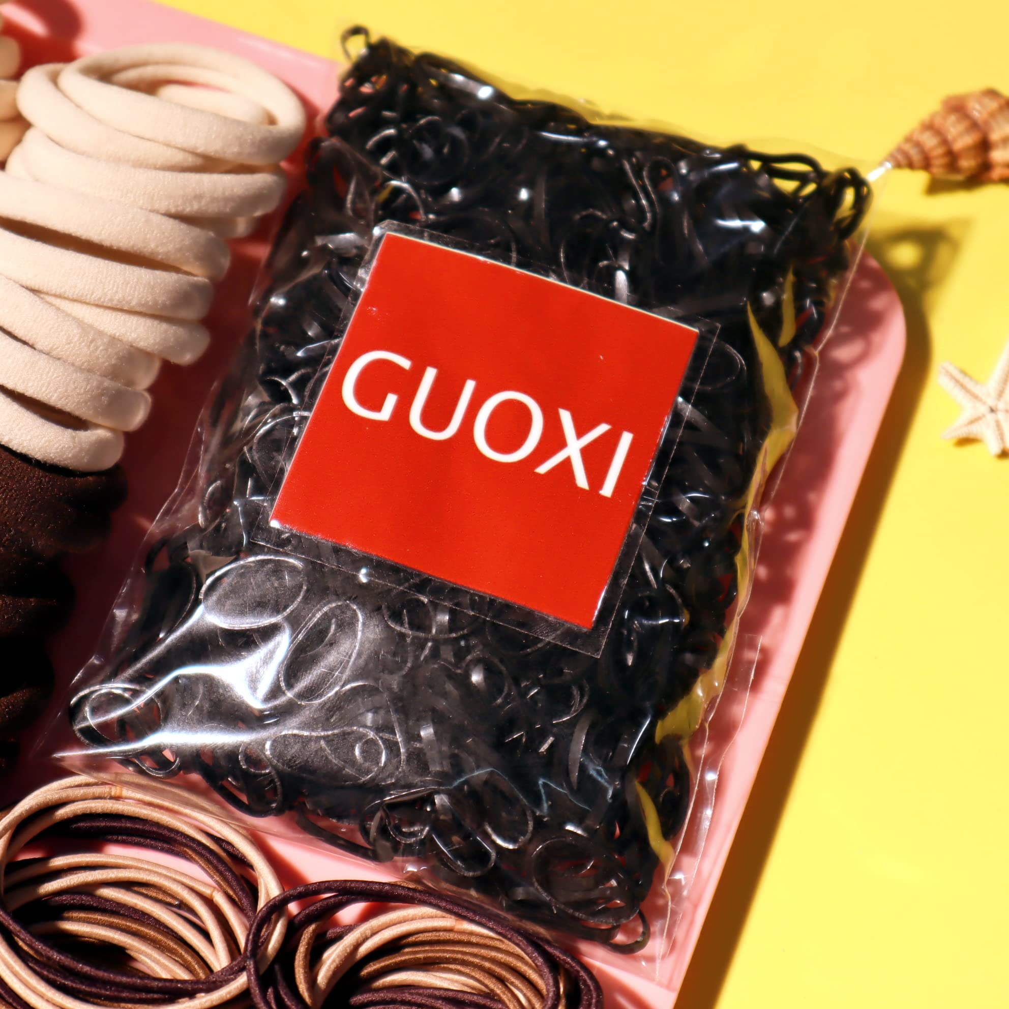 GUOXI Gumki do włosów dla kobiet, zestaw brązowych akcesoriów do włosów, bezszwowe nylonowe miękkie elastyczne gumki do włosów, sznurek uchwyt na kucyk opaski do włosów dla grubych i kręconych (805 szt.)