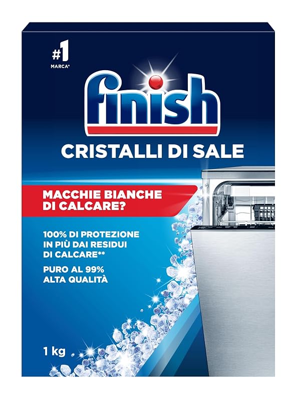 Finish Cristalli di Sale 1 kg — anticalcare per lavastoviglie che dura mesi