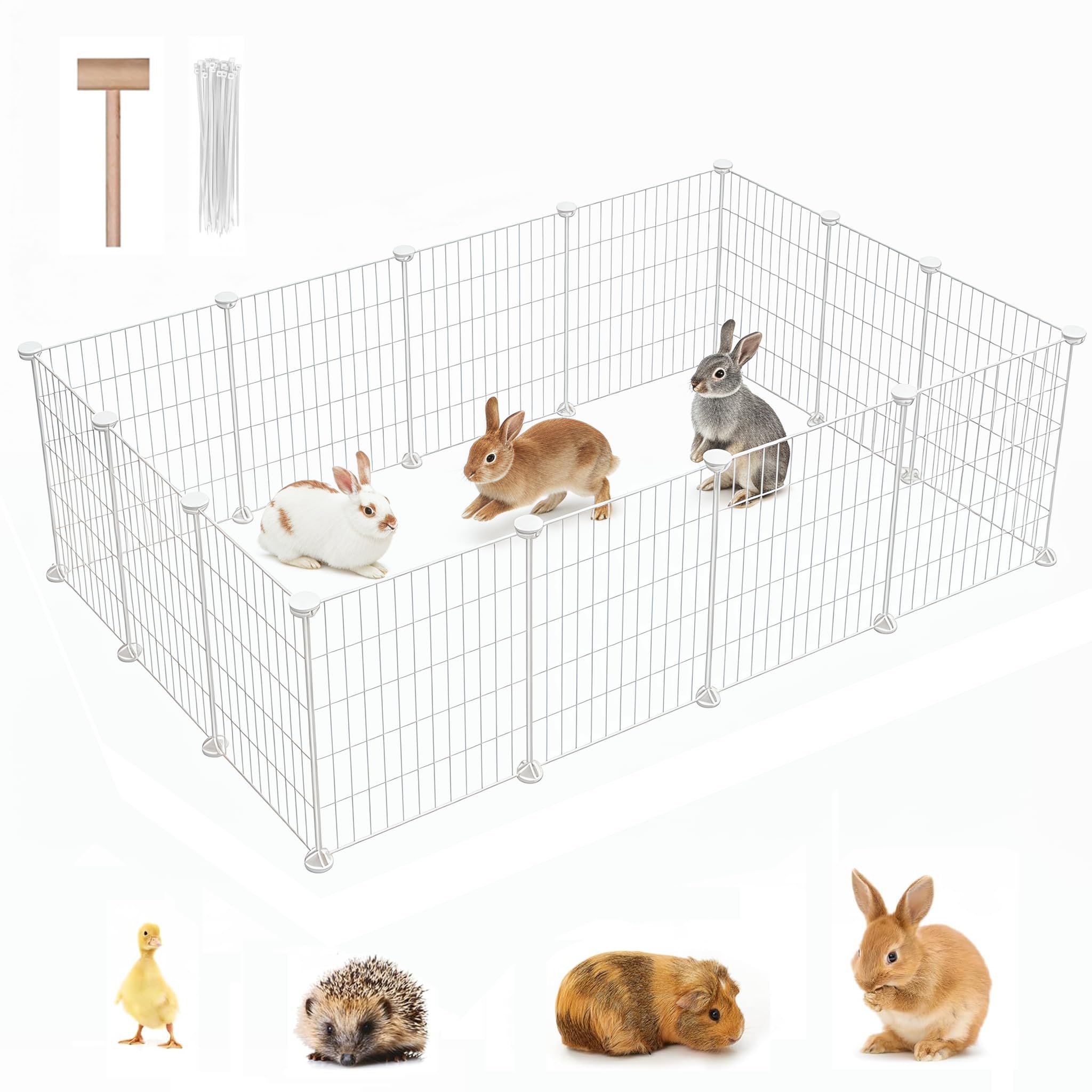 ATTDETJL Rabbit Run, Small Animal Playpen, Puppy Pen for Indoors & Outdoor