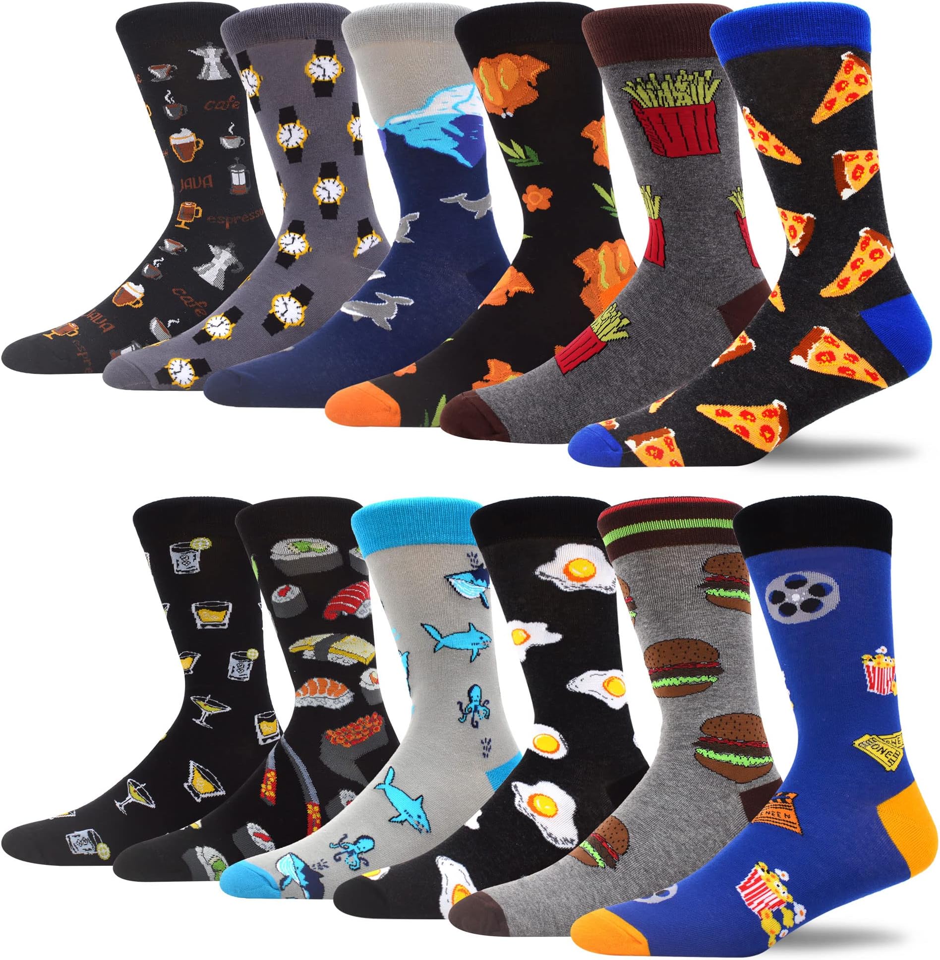 MAKABOMen's Fun Dress Socks Colorful Funny Novelty Casual Crew Socks Packs