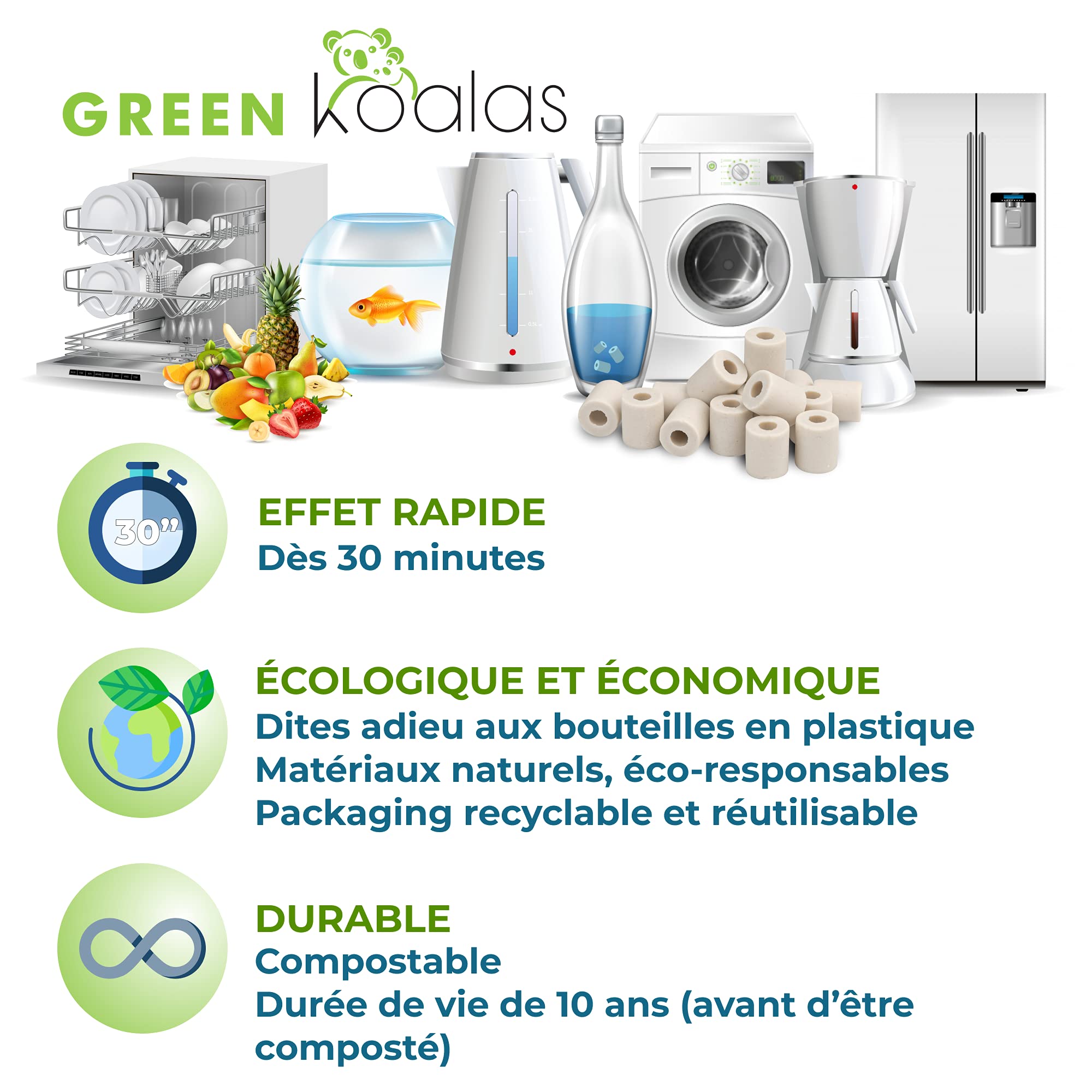 X100 Perline Ceramica EM Grigie ai microrganismi efficaci Sfere Purificatore Naturale per Filtrazione Acqua Rubinetto Caraffa Fontana Macchina da Caffè Bollitore Elimina Clore Calcareo