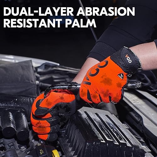Miniatura 5 de Vgo... Guantes de trabajo de seguridad, guantes de impacto, guantes antivibración, guantes de excavación aceitados y de gas, resistentes (SL9793IP)