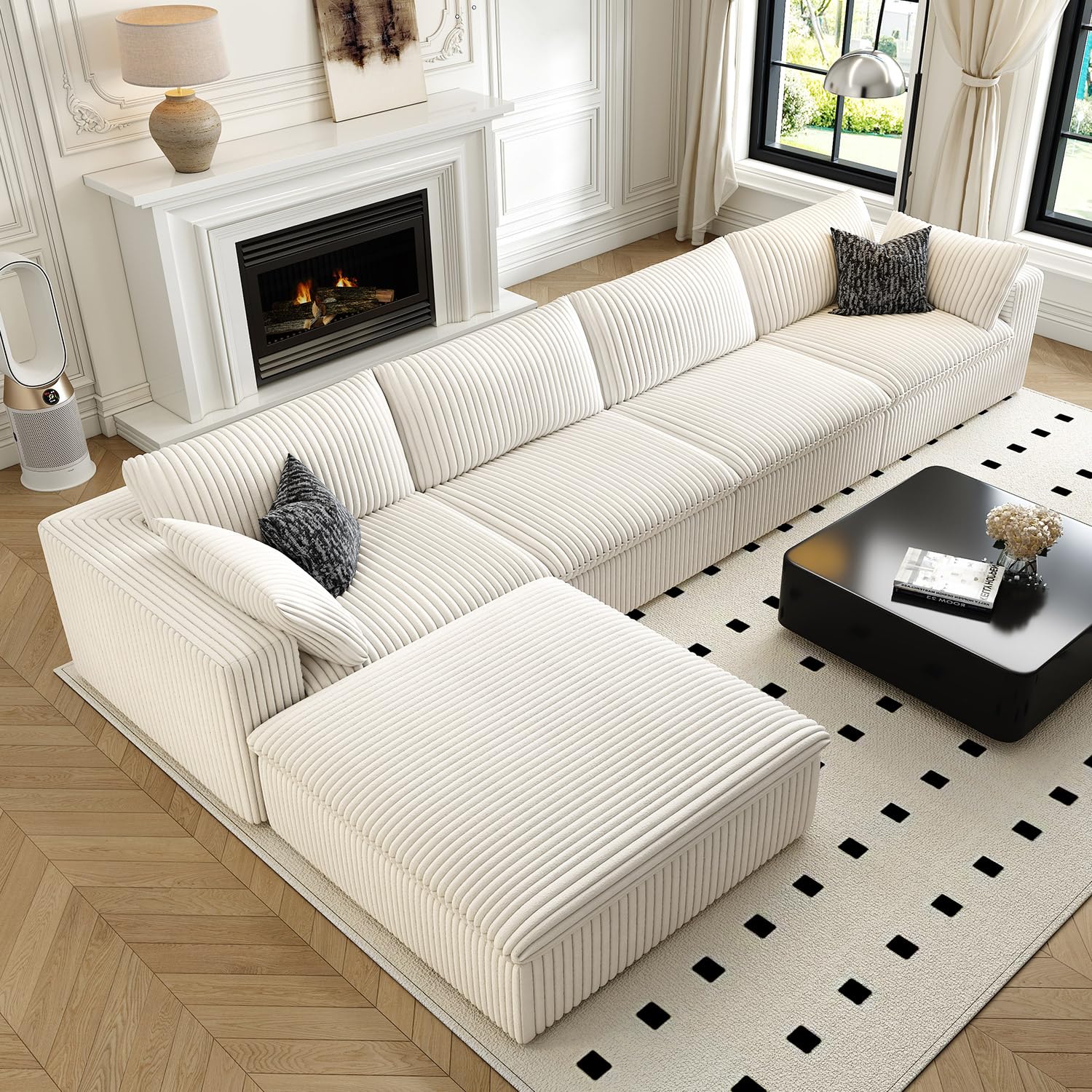 Photo 1 of **** SIMILAR ITEM****MISSING PARTS**** Cloud Couch Modular Sectional Sofa for Living Room,Modern Sofa with Deep Seat?L-Shape Boneless Couch with Ottoman,Comfy Upholstered Corduroy Couches for Apartment, Studio, Office,Bedroom?White