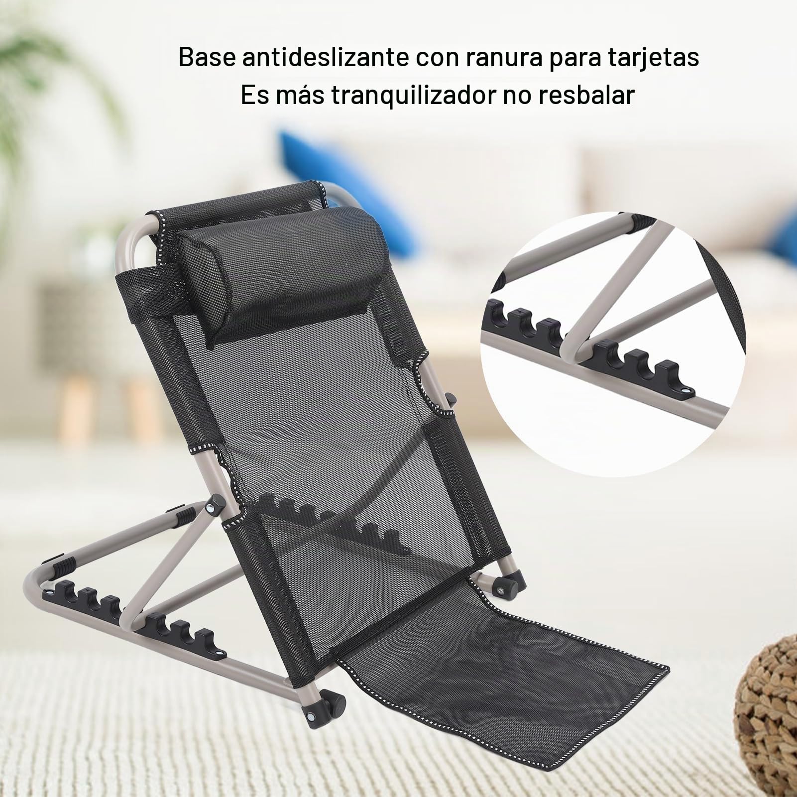 Luqeeg Respaldo Cama Elevable, Respaldo de Cama Ajustable de 6 Velocidades Respaldo Cama Plegable con Almohada Cabeza Respaldo de Cama Elevable Portátil para el Cuidado del Paciente
