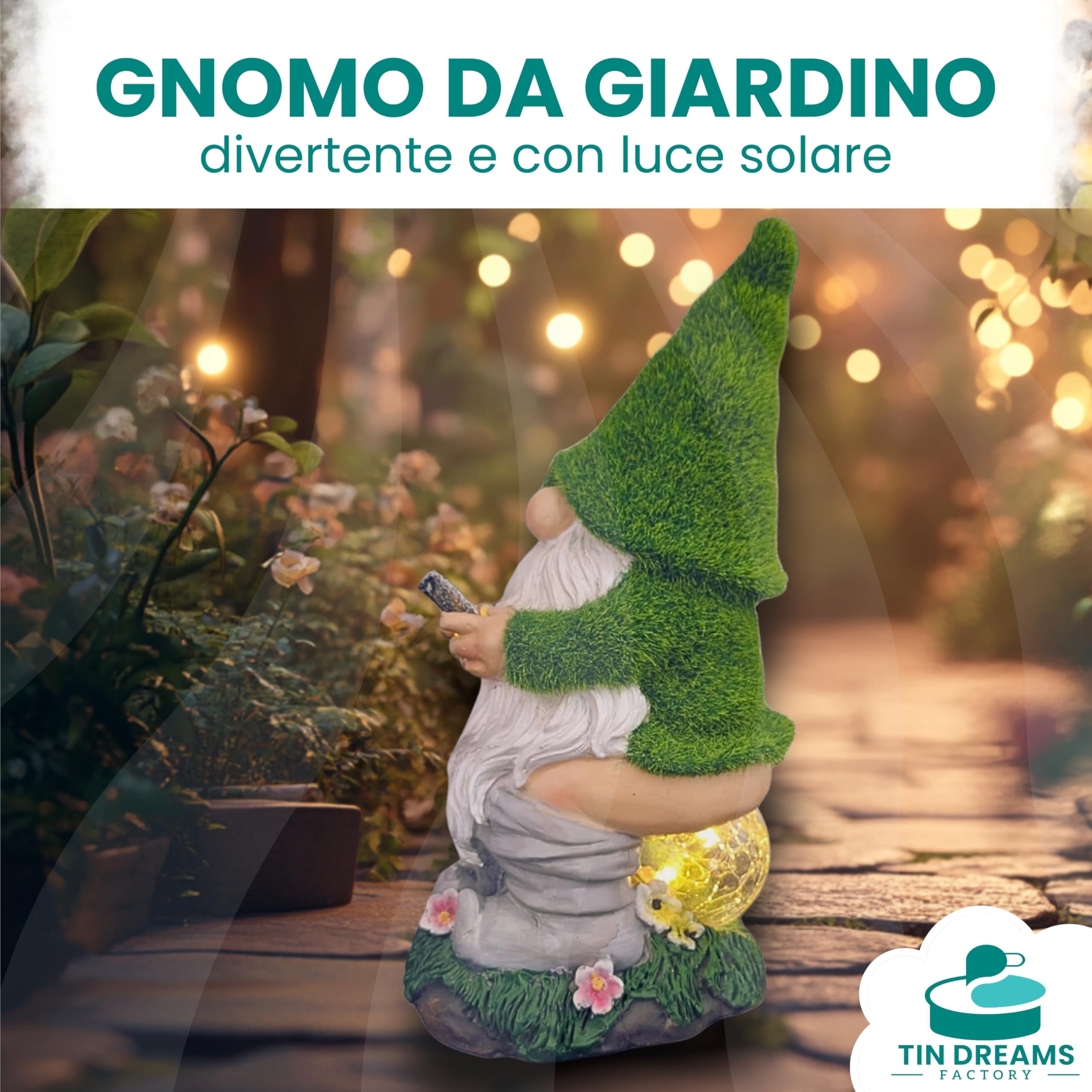 Gnomo Da Giardino Con Luce Solare Integrata – Statua In Resina Resistente, Divertente Decorazione Per Esterni