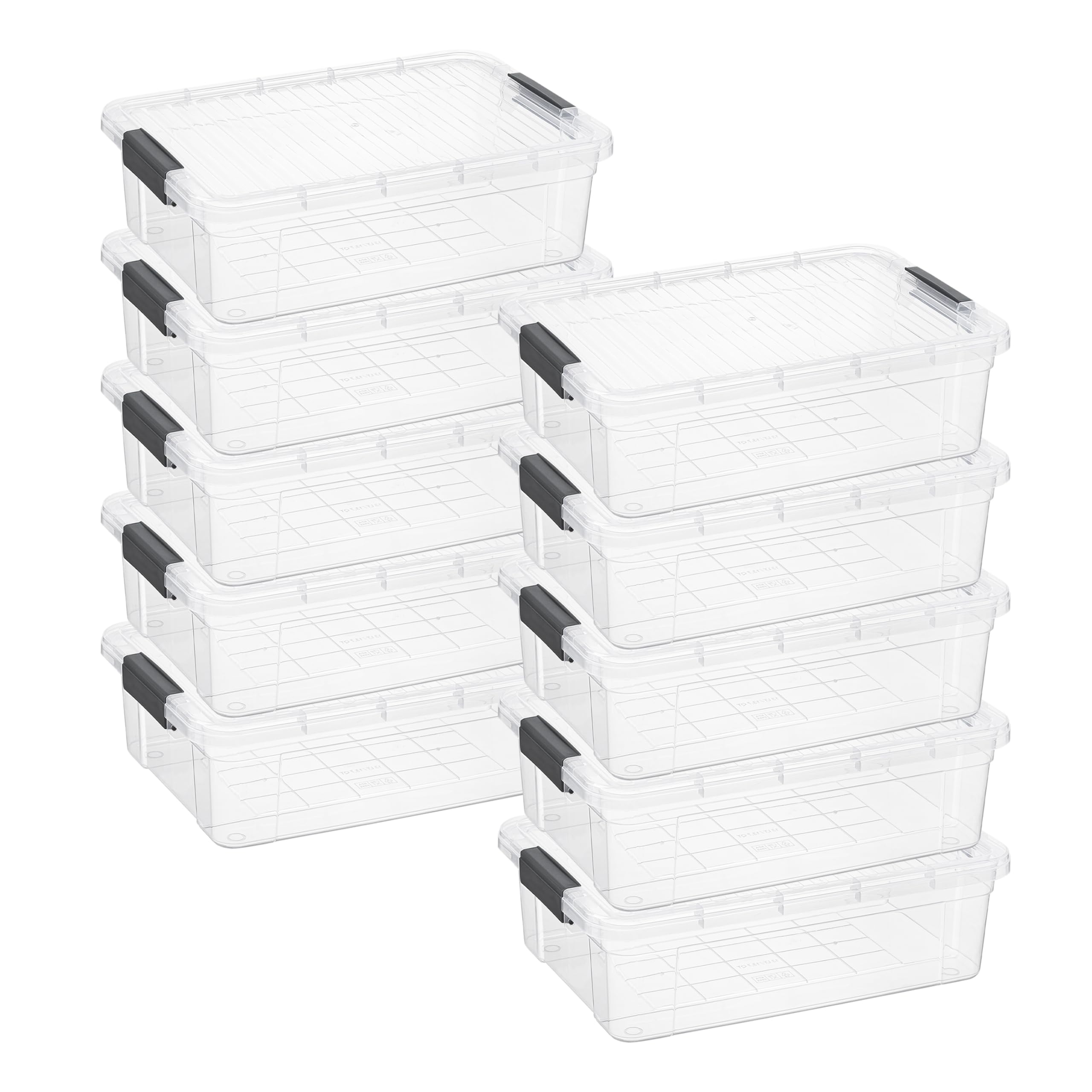 Superio 13.7 Quart Clear Plastic Storage Bin with Lid, Stackable Organizer Box, BPA-Free Storage Container for Home, Garage, School &amp; Office, 10 Pack