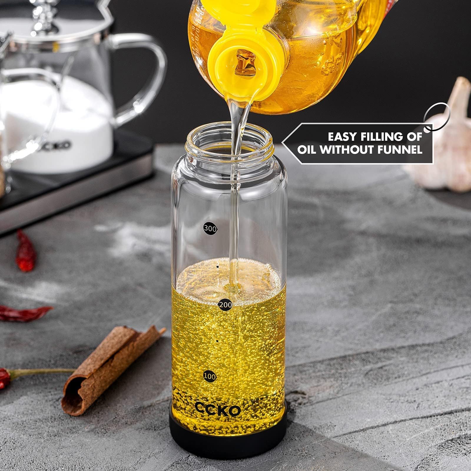 Bouteille Huile D'Olive 500ml Alybsoo Verre Borosilicate Incassable - Bec Verseur Inox Anti-Goutte