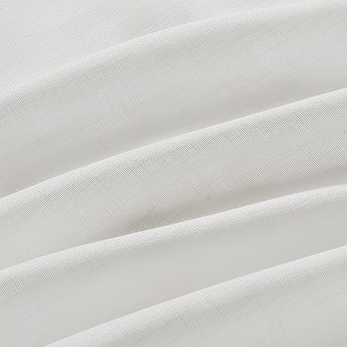 Miniatura 4 de Guken - Cortinas de lino para sala de estar o dormitorio - Juego de 2 cortinas semitraslúcidas con dobladillo para cortinero, estilo bohemio rústico