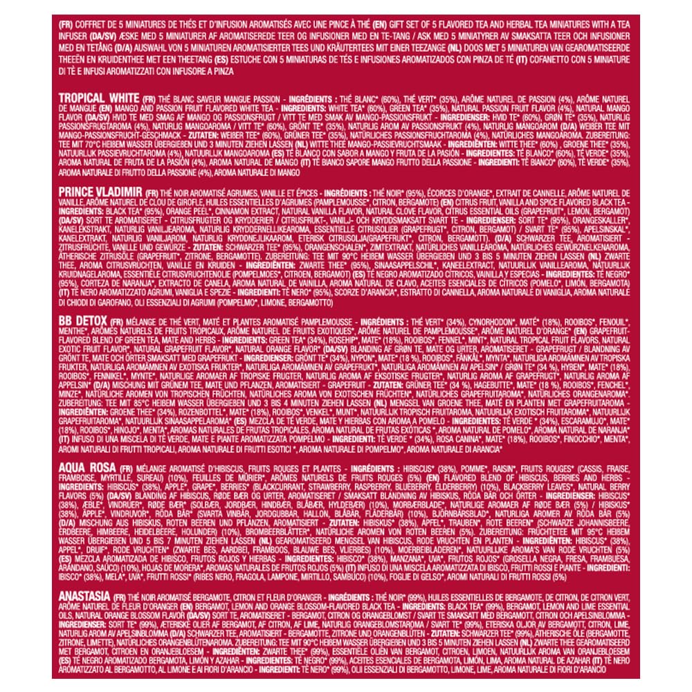 Kusmi Tea - Coffret "Les Iconiques" - Assortiment de Thés Bio - Idée Cadeau Homme et Femme - Thé Noir, Thé Vert, Thé Blanc et Infusion - Fabriqué en France - 5 Boîtes de 25g