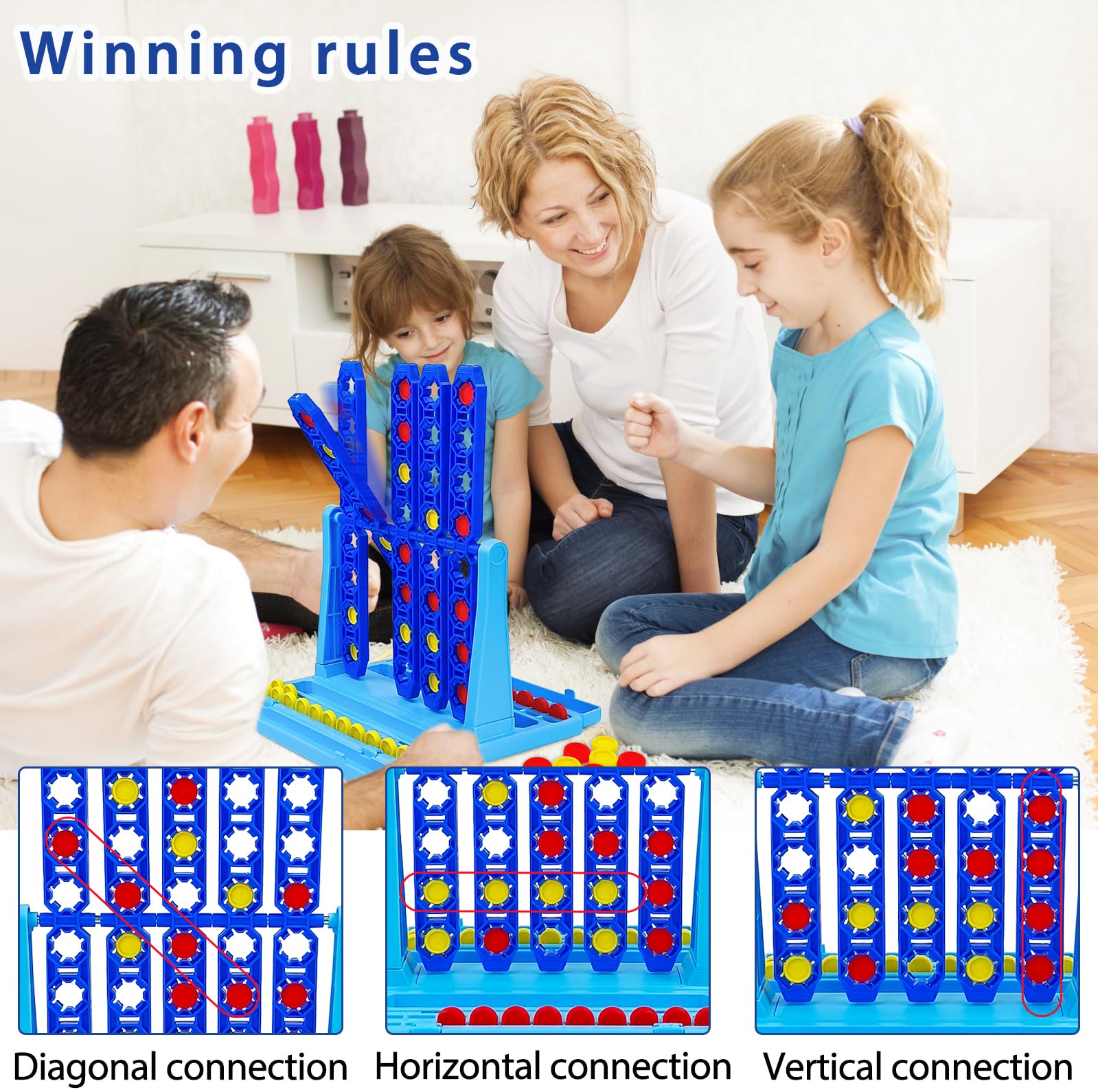 Chennyfun Vier Gewinnt Reisespiel – Brettspiel Für Kinder, Strategie, 4 In Einer Reihe