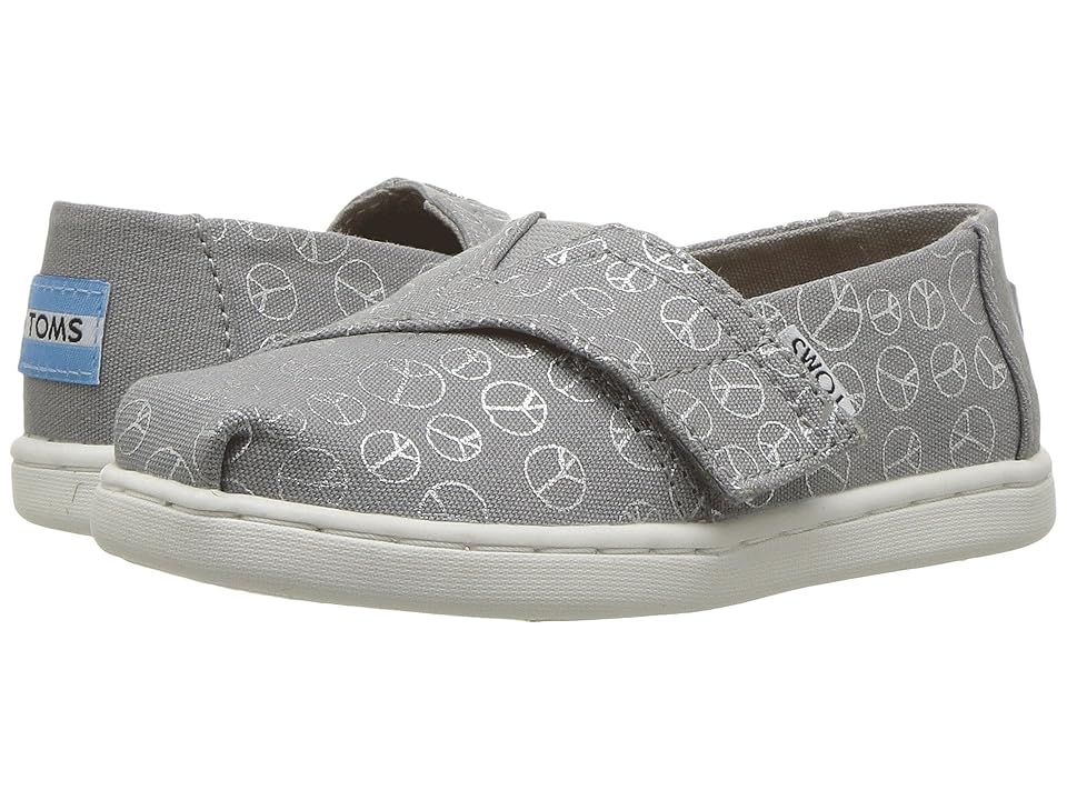 

TOMS Kids Alpargata (Infant/Toddler/Little Kid) (Drizzle Grey Foil Peace Signs) Girl's Shoes