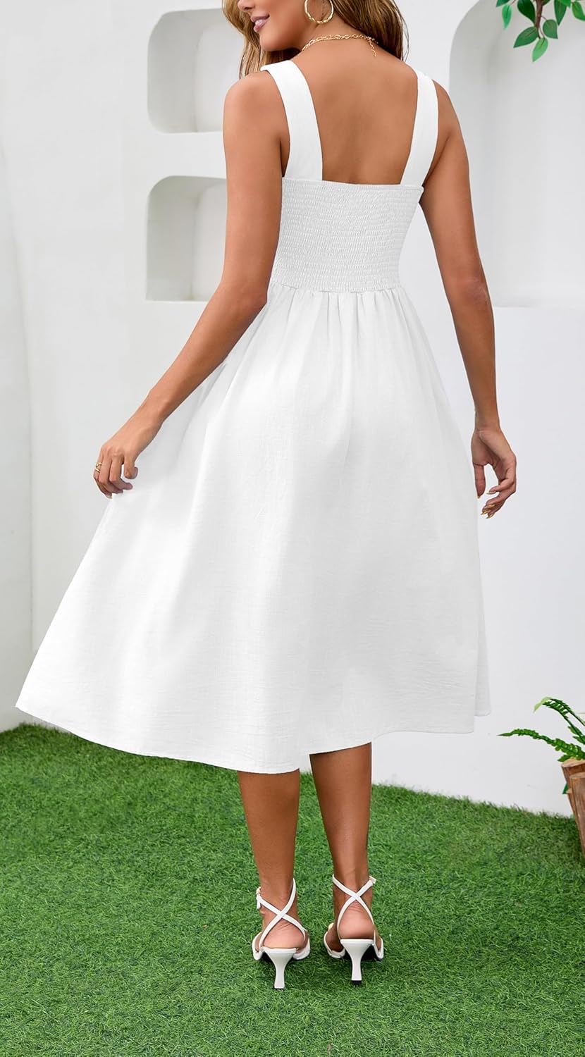 Women's Vintage Sleeveless Dress Square Neck Flowy A Line Dresses Skirt for Evening Cocktail Party and Holidays Casual Beach - Image 3