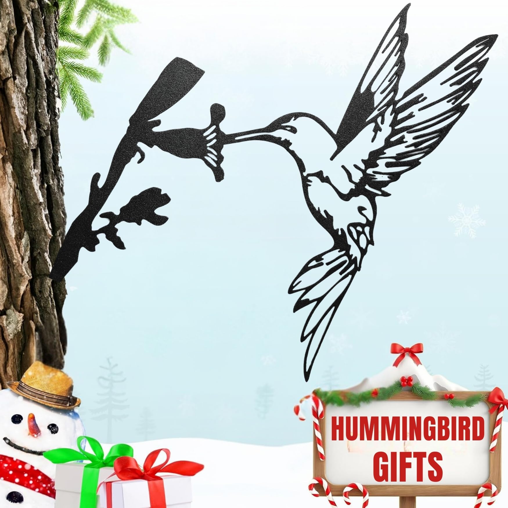 Renovatio Metal Hummingbird - Metal Birds Yard Decor - Metal Yard Art - Tree Decorations Outdoor - Backyard Decor - Garden Gift - Garden & Patio Decor - Chrsitmas Decorations Outdoor