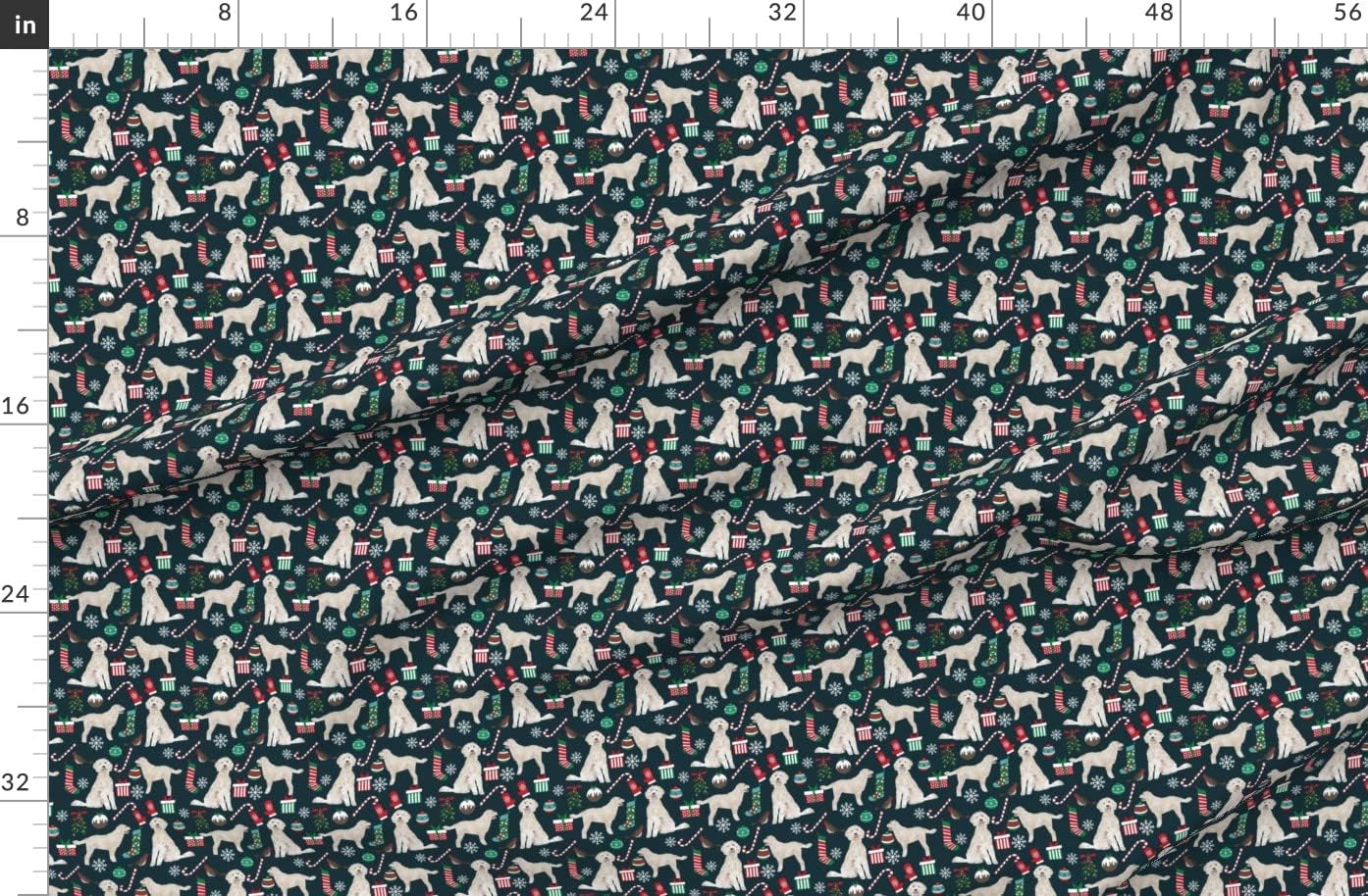 Spoonflower Fabric - Goldendoodle Christmas Cute Best Dogs Doodles Puppy Lover Ornament Printed on Organic Cotton Sateen Fabric by The Yard - Sewing Quilting Apparel Home Decor