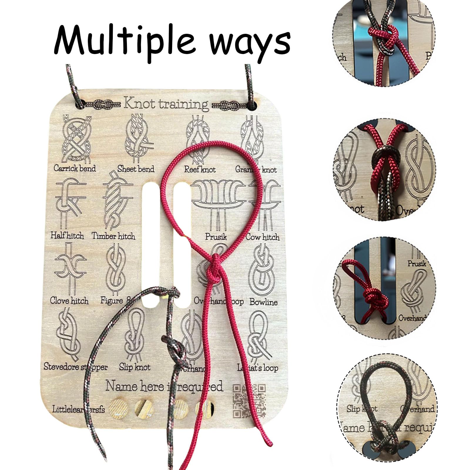 Brown Learning Knot Training Board, Beginner Knot Learning kit, 16 Common Knots and 3 Umbrella Rope Knot Boards, Lightweight Portable Carry on, Portable Umbrella Rope Knot kit (2)