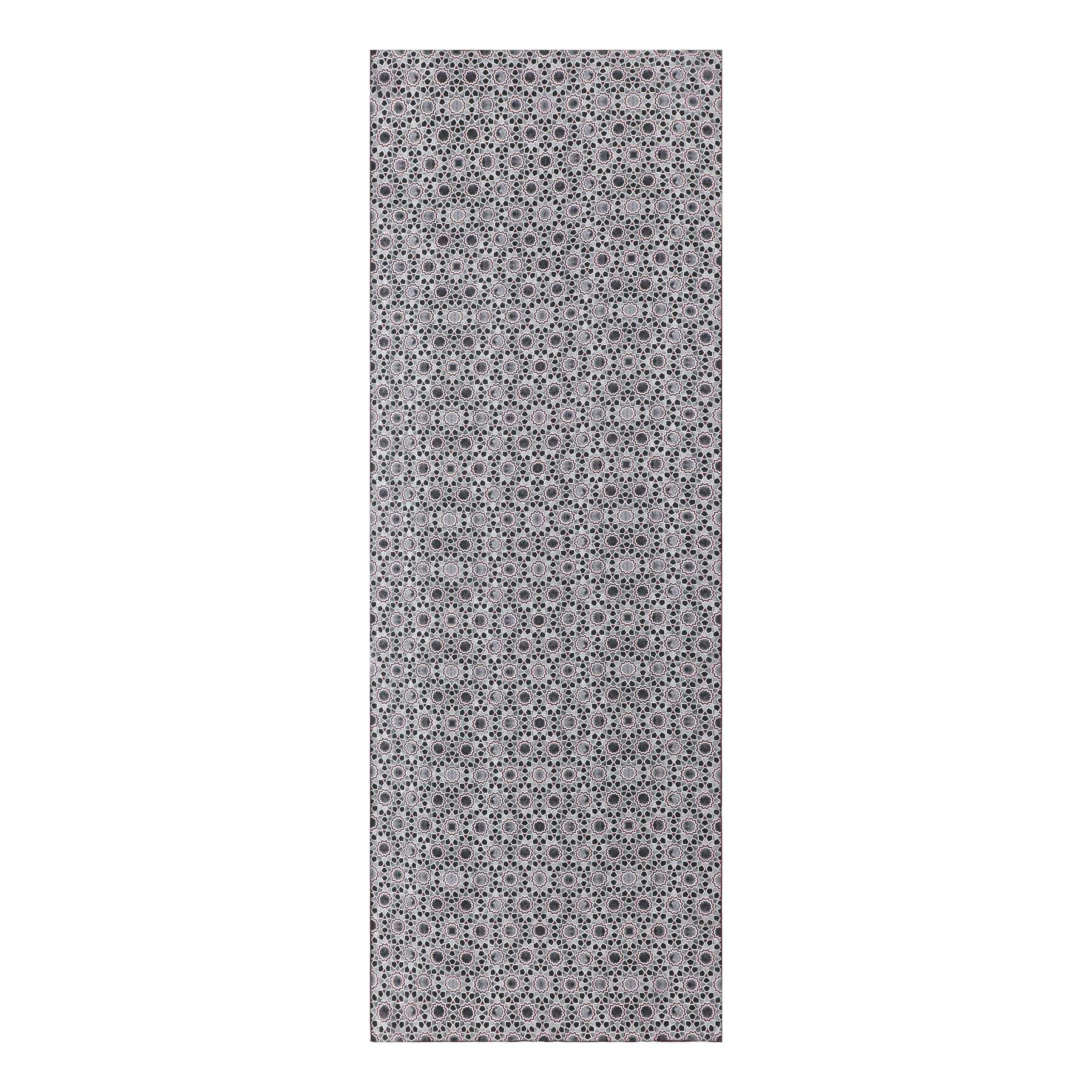 Hamzah Pañuelo de Seda Natural para Cuello – 180x65 cm con Terminaciones Cosidas a Mano, Estampado Geométrico Mudéjar