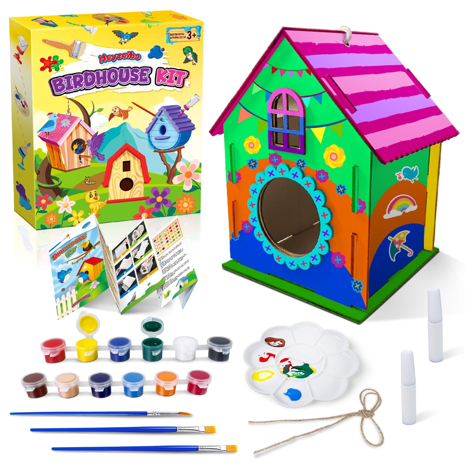Heyzeibo Birdhouse Craft Kits for Boys Grils, DIY Wooden Bird Box
