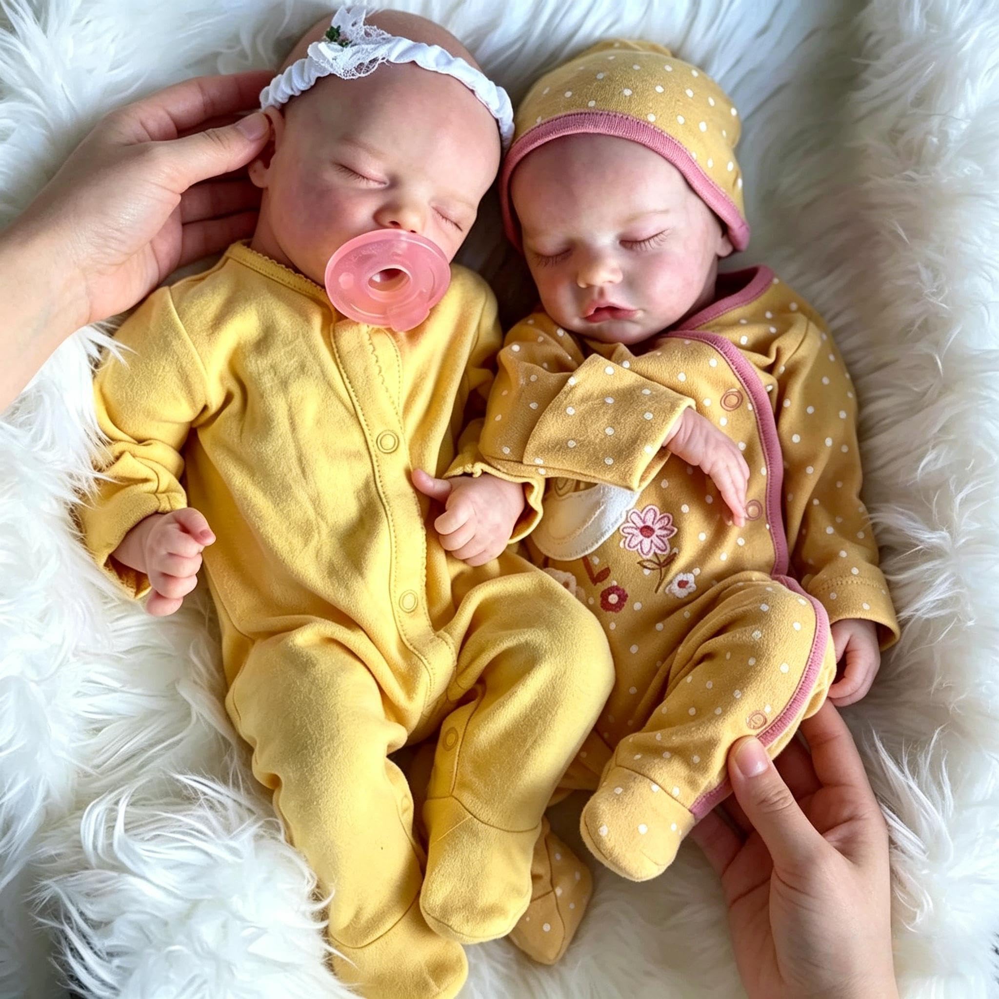 RXDOLL Bambole Reborn Baby in Silicone Full Body Vinile Twins Girls 45,7 cm Realistico Baby Doll Impermeabile Full Silicone Bambole Che Sembrano Reali Neonate Ragazze Giocattolo per Regali di Natale