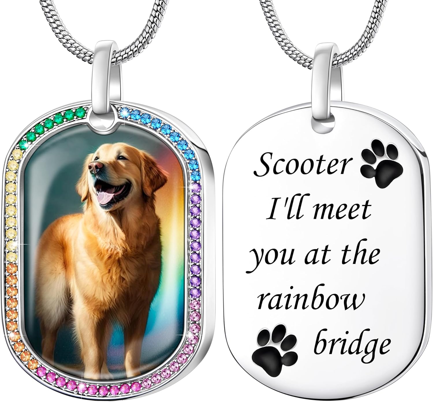 Fanery Sue Pet Ashes Necklace Personalized Locket Picture & Quate Dog Memorial Gifts for Loss of Dog/Cat Rainbow Bridge Urn Cremation jewelry Pets Loss Sympathy Gift Keepsake Lockets for Women