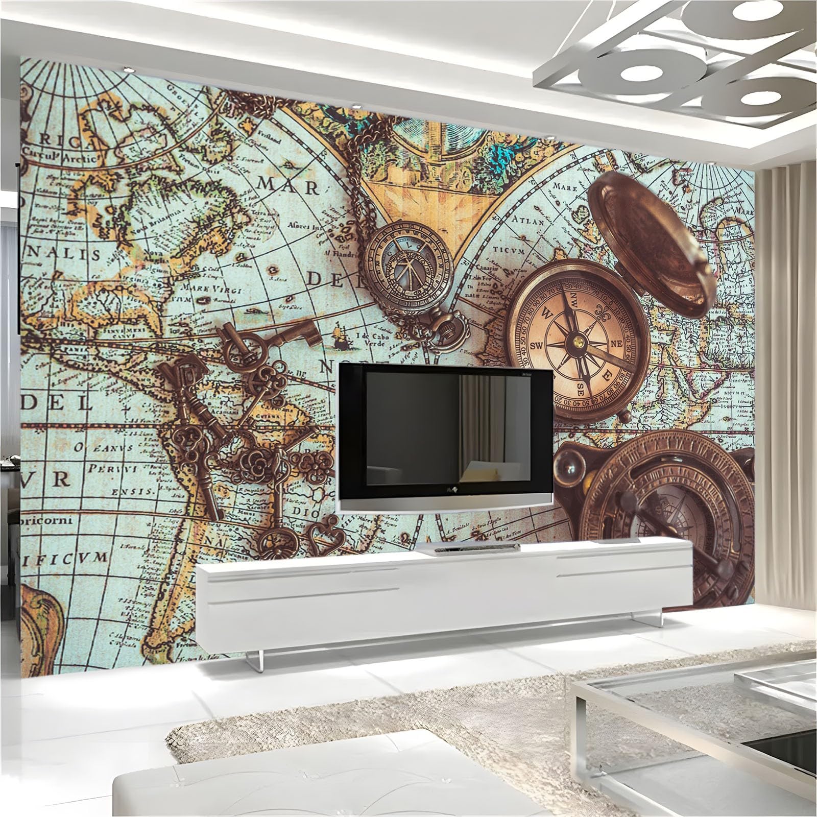 Fototapeta 3D mapa świata w epoce 350 x 256 cm tapeta sypialnia nowoczesna fototapeta fototapeta gigantyczny plakat moda dekoracja ścienna