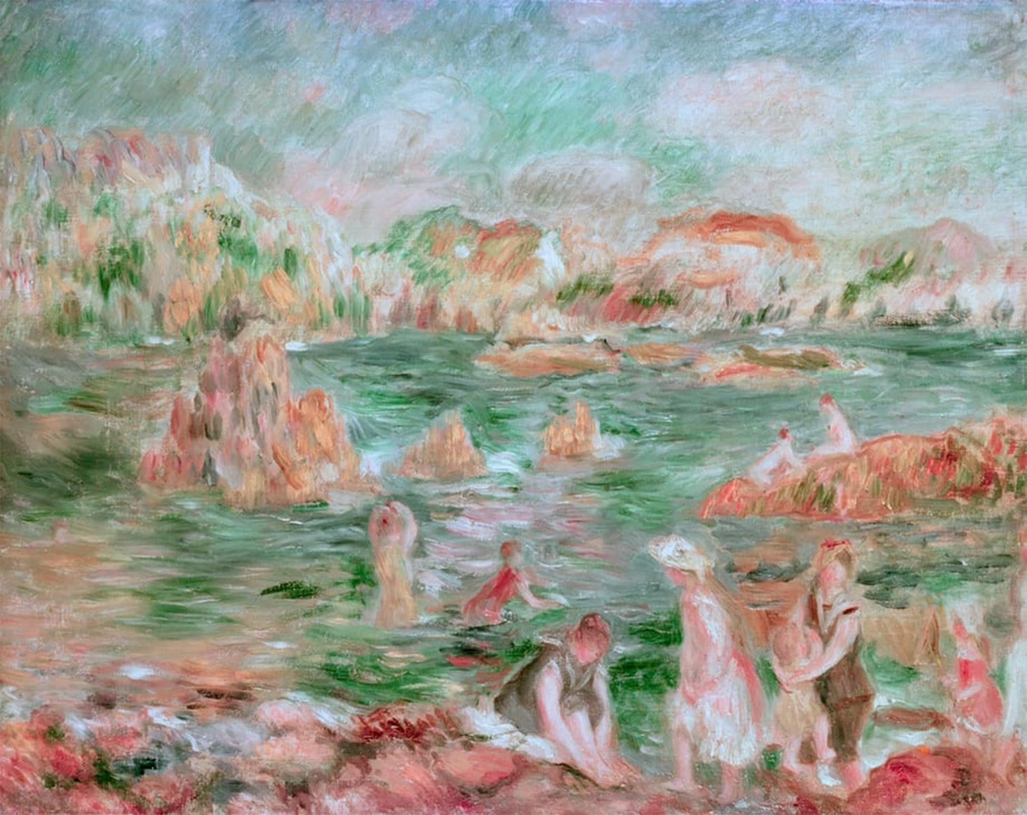 RZHRHJES Vintage Picture Wall Picture Painting Print Poster Plage De Guernsey by Pierre Auguste Renoir Abstract Wall Art Painting for Home Decor 60x90cm