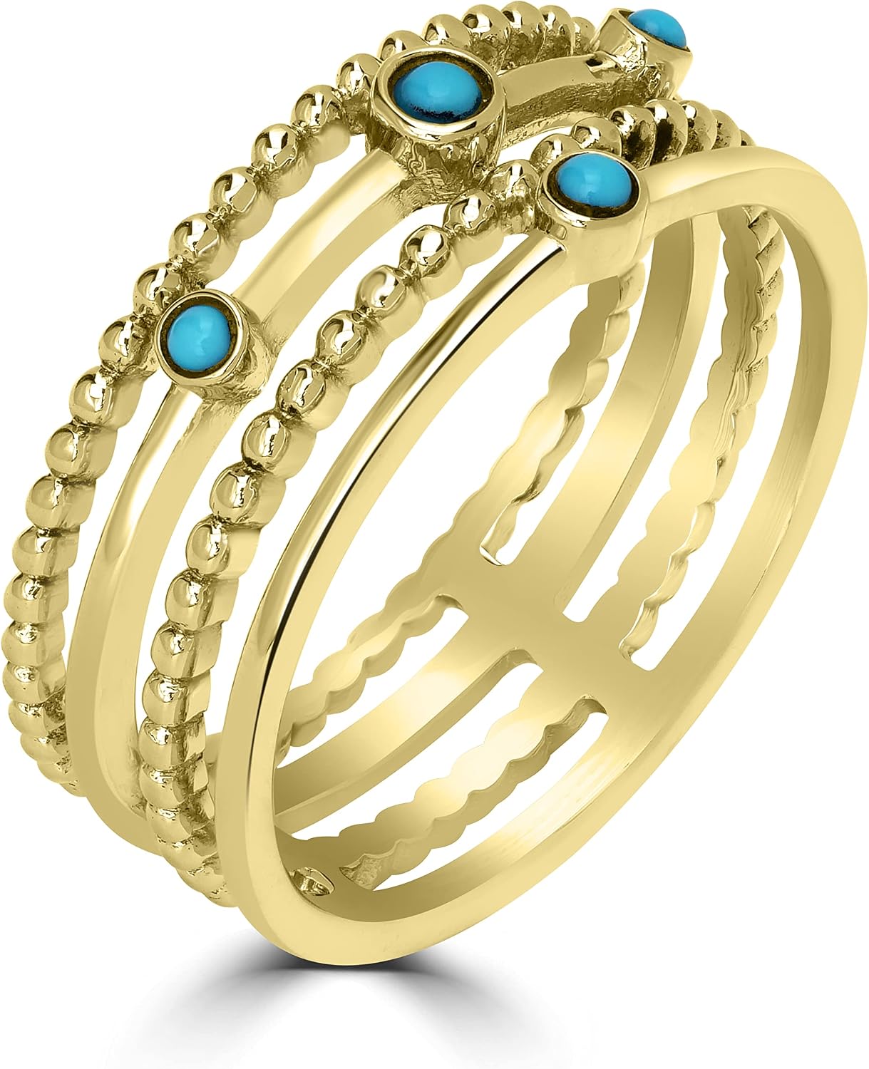 Waverly 14k Gold over Sterling Silver Genuine Gemstone 4 Row Stackable Ring, Sizes 5-9