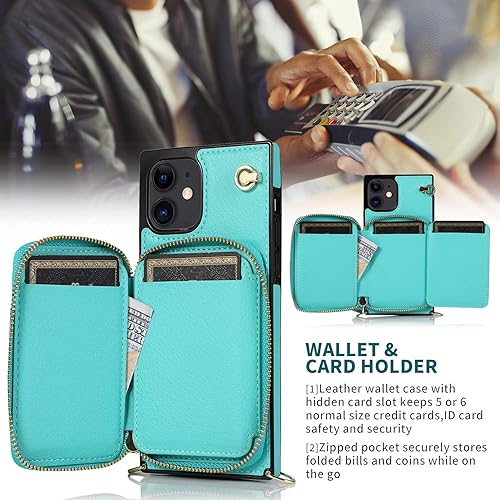 Miniatura 4 de Asuwish Funda de teléfono para iPhone 13 Mini de 5.4 pulgadas con protector de pantalla y soporte para tarjetas con cremallera, soporte de ranura de