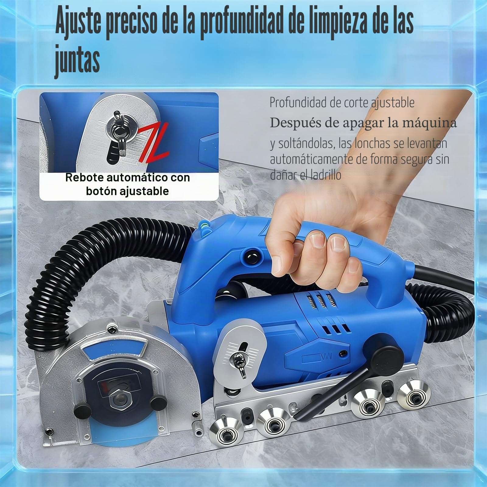 Herramienta eléctrica for Quitar lechada de 1200 W, máquina for Quitar lechada de Azulejos con 9000 RPM y Hoja de Diamante