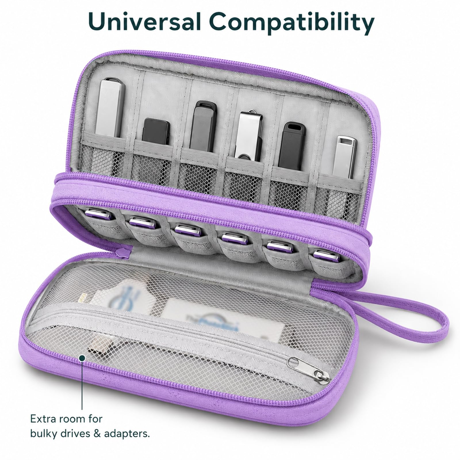 Funda para unidad flash USB, organizador de bolsa de almacenamiento portátil para Samsung/Sandisk Memory Stick/unidad de pulgar/unidad de salto/tarjeta SD, con 18 ranuras (lavanda)