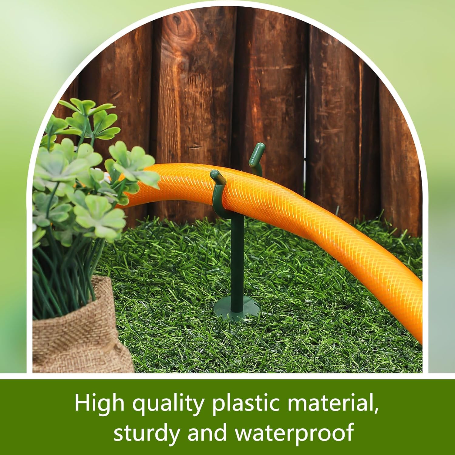Taiyin 20 Pcs 3/4'' Garden Hose Holder Brackets Garden Guide Holder Decorative Outdoor Guide Stakes Support Spike Plant Tool to Keep Off Lawn for Yard (Green)