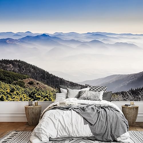 Miniatura 10 de SIGNWIN Adhesivo mural removible para pared, diseño de campo, niebla y niebla, bosque, montaña, naturaleza, desierto, fotografía, realismo, paisaje