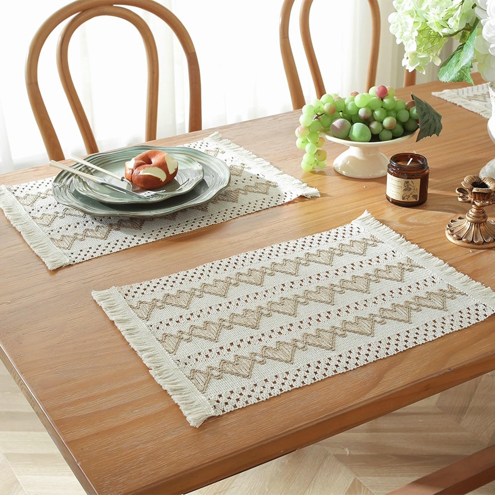 Set de table kaki anti-tache cœur lavable pour protéger votre table