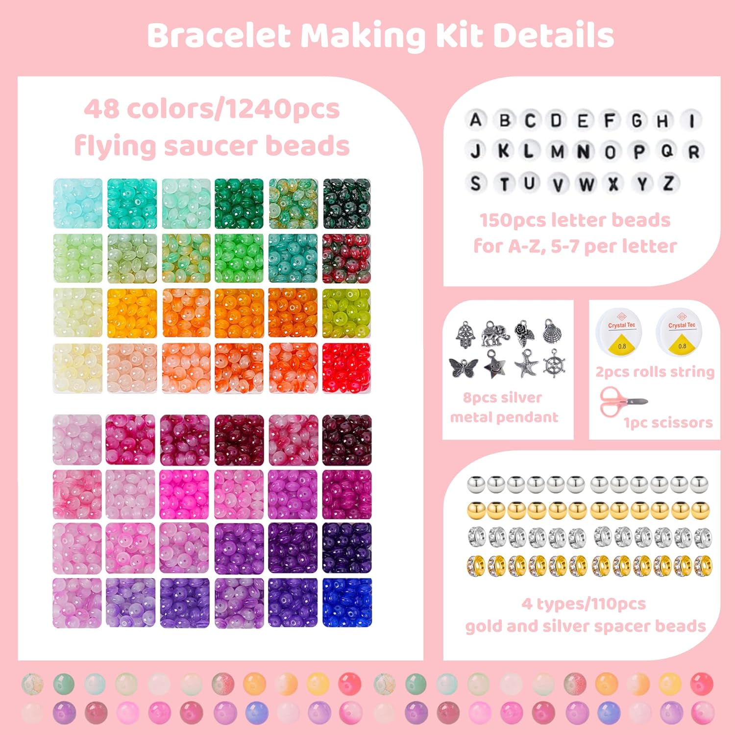 3000Pieces Glass Beads for Jewelry Making,96 Colors Special Glass Beads Friendship Beads for Bracelet Necklaces Making and DIY Crafts,Great Gifts for 6-Year-Old