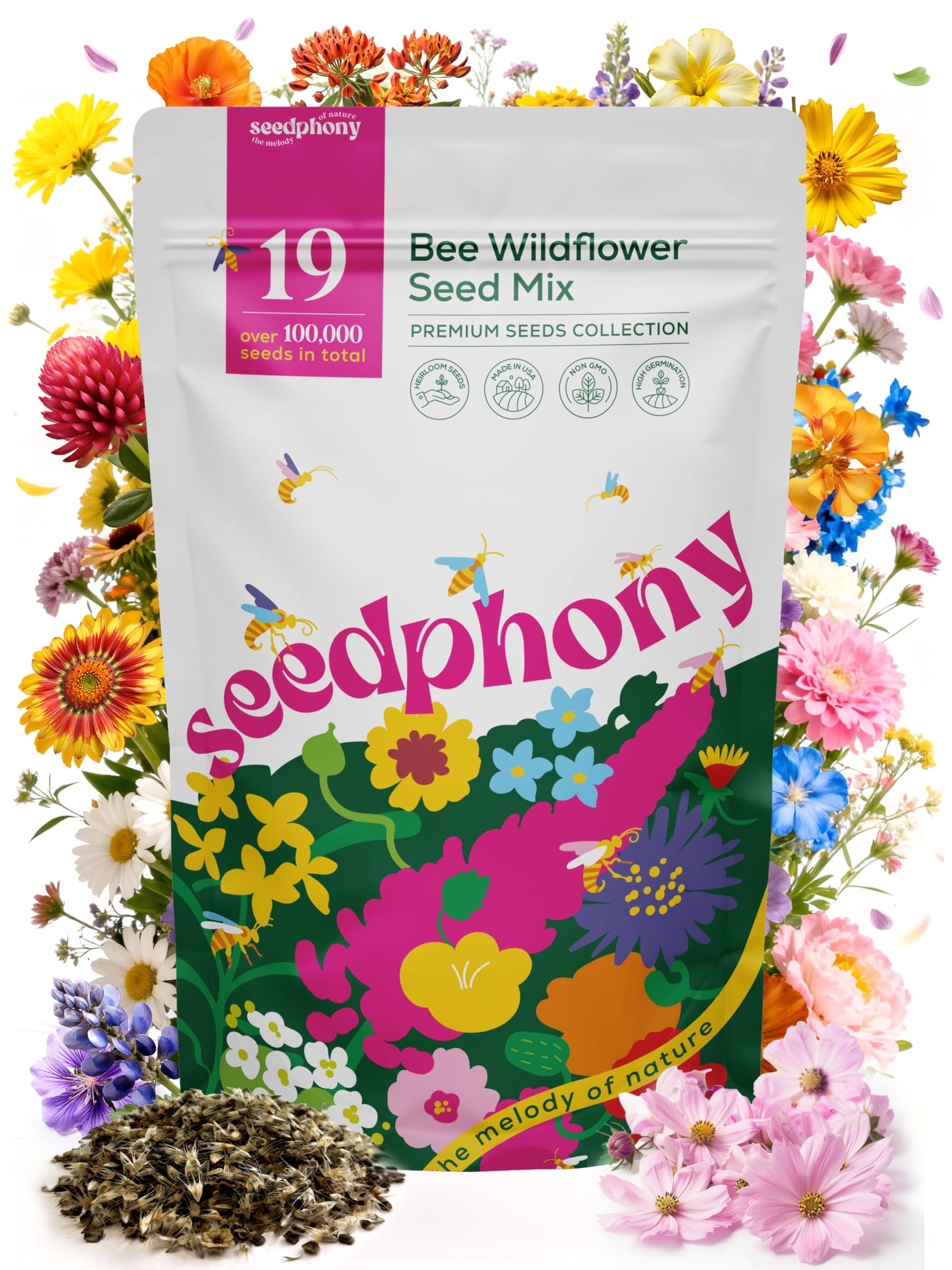 Seedphony 19 Bee Wildflower Seeds Mix