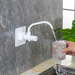 Grifo Pared Cocina Osmosis Inversa Giratorio de 360° Grifo Cocina Monomando Fregadero Pared 1 Orificio,Blanco