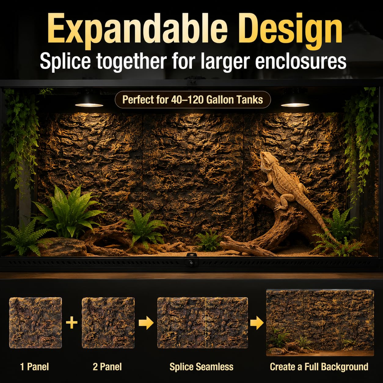 Toddmomy Toile de fond 3D pour terrarium de reptiles - Toile de fond décorative pour terrarium barbu, lézard, gecko, araignée, caméléon, tortue, poisson
