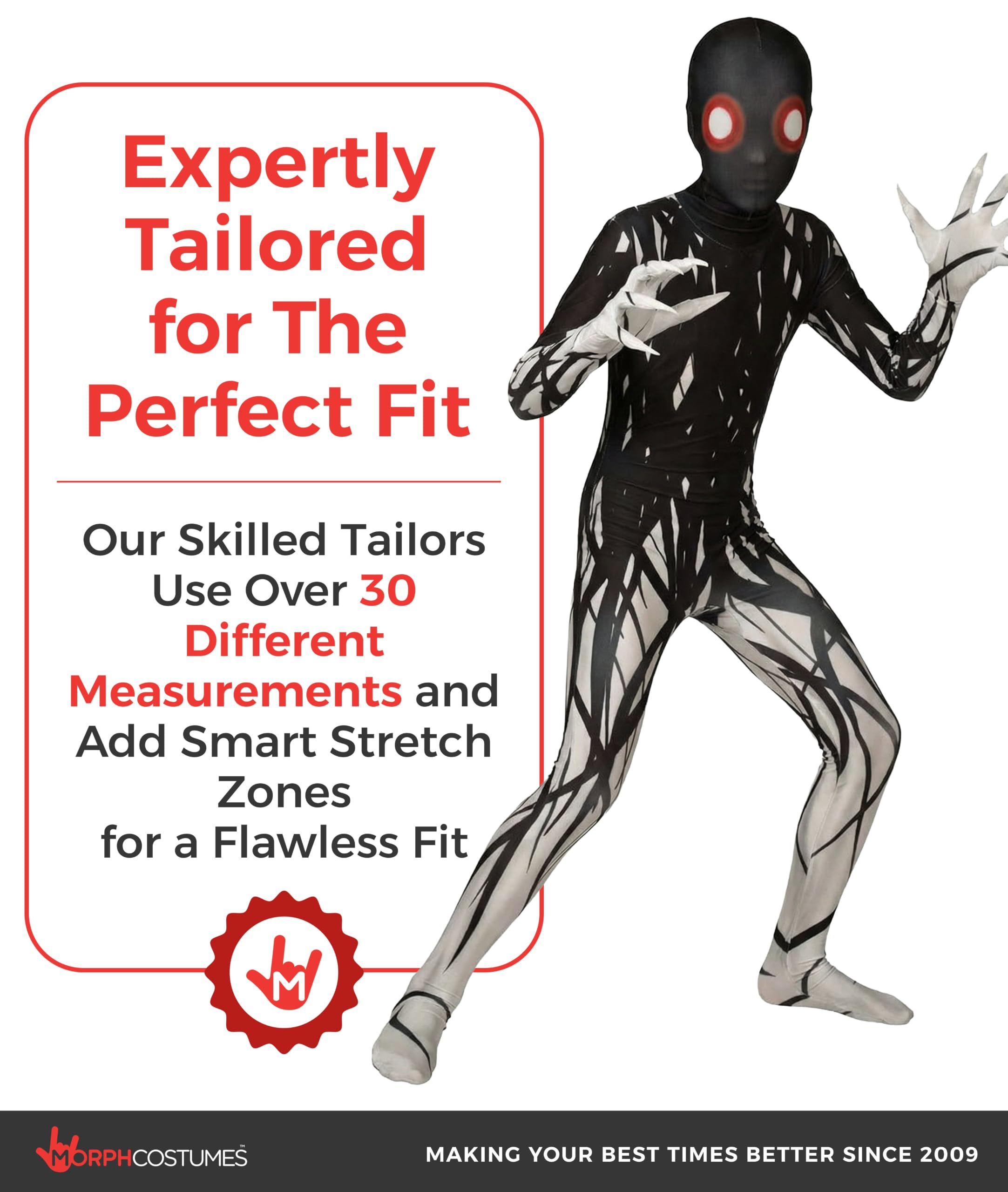 Morphsuits Zalgo Costume d'Halloween effrayant pour enfants – Costume d'Halloween pour garçons – Tenue d'Halloween effrayante pour garçons