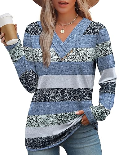 WIHOLL Long Sleeve Shirts for Women Fall Outfits V Neck