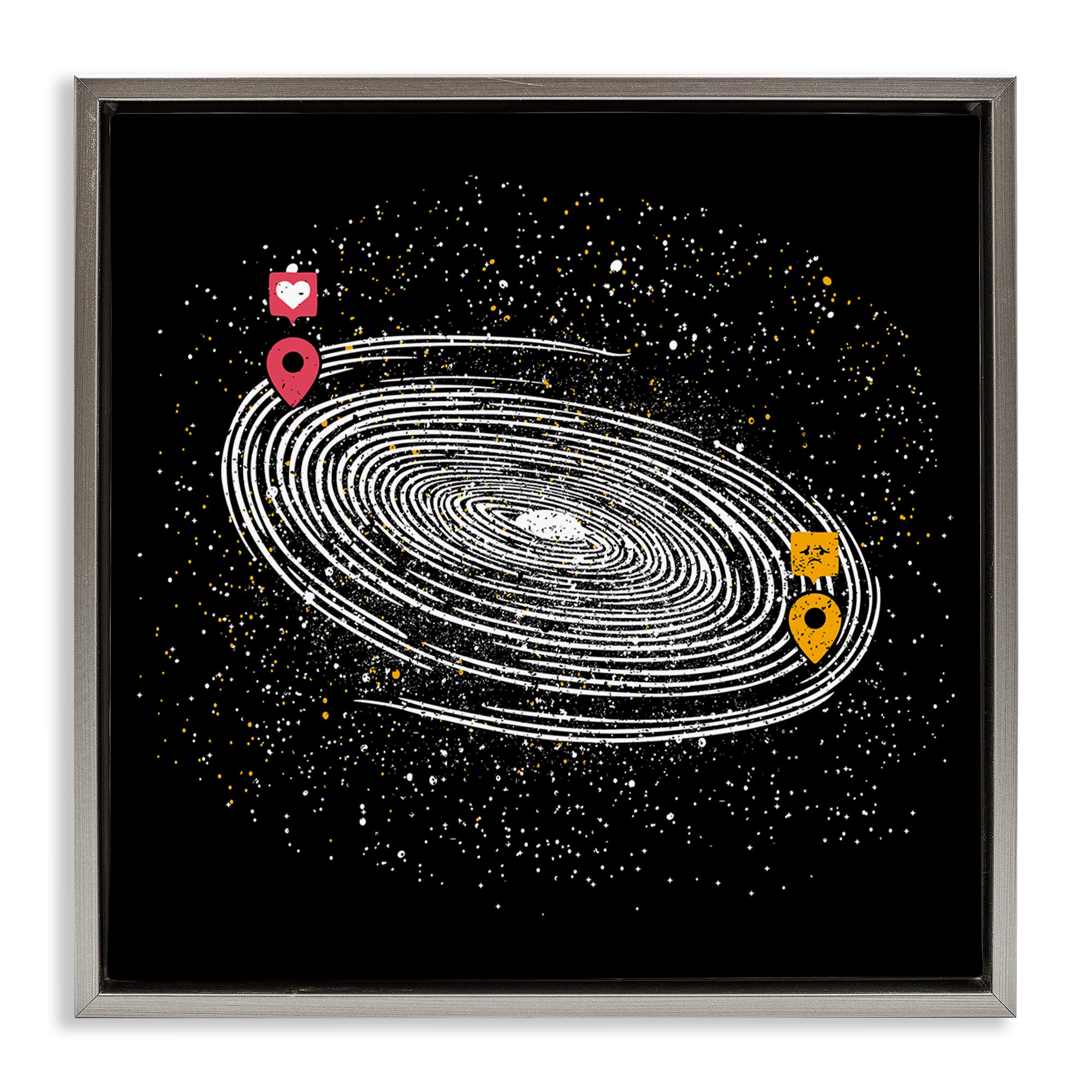 Stupell Industries Luster Gray (Matte) 'Love Long Distance'| Floating Frame Canvas Art